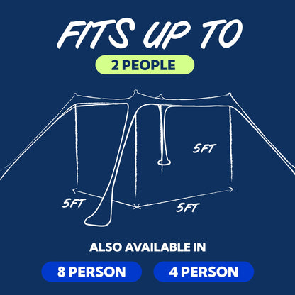 SUN NINJA Beach Tent Shelter with UPF50+ Protection, Includes Sand Shovel, Ground Pegs, Stability Poles, Outdoor Pop Up Shade Canopy for Camping, Fishing, Backyard Fun (Navy, 5x5 FT 4 Pole)