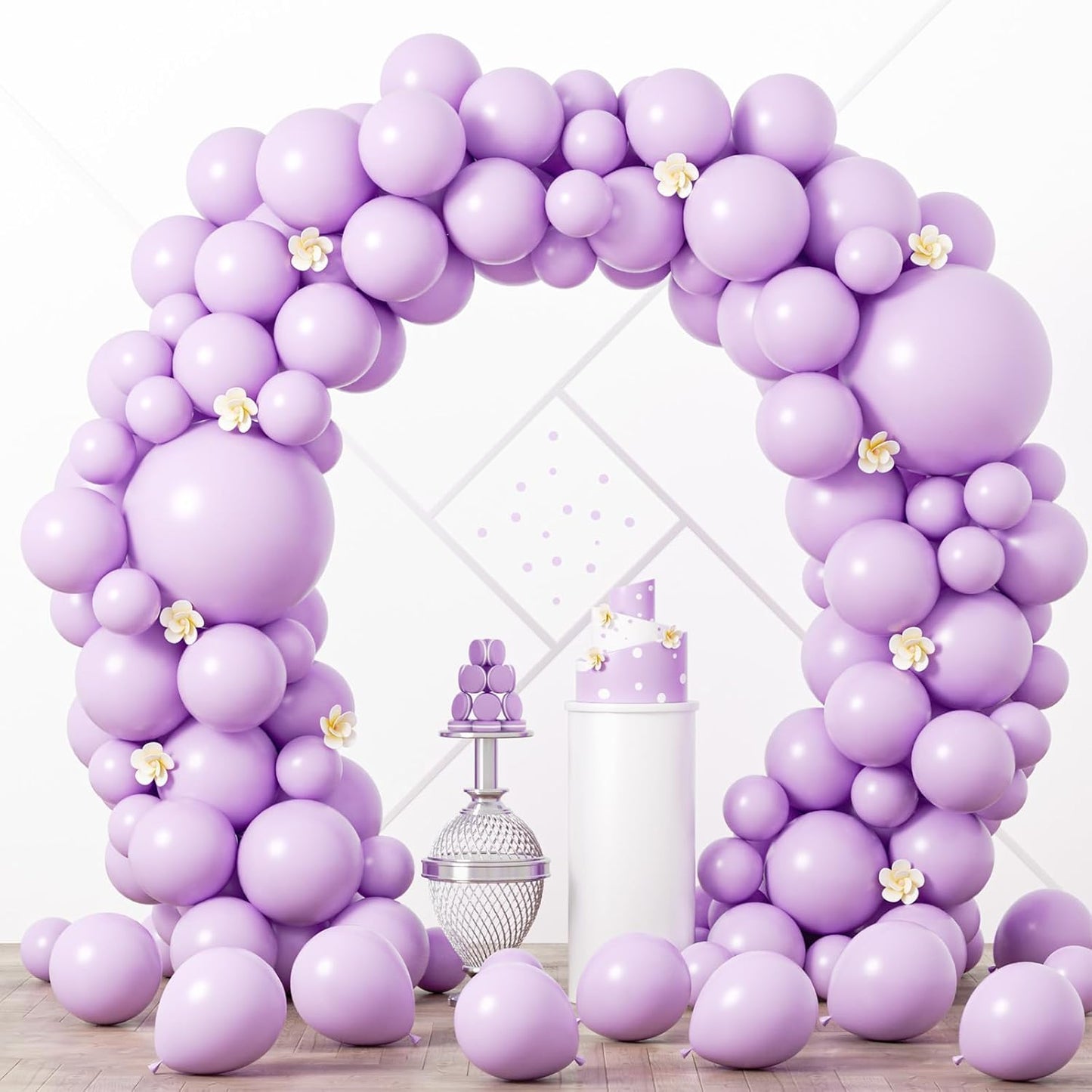 Voircoloria Pastel Purple Balloon Garland Kit - 90 Pack in 18/12/10/5 Inch Sizes for Weddings, Graduations & Parties