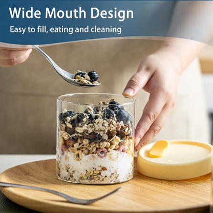 22oz 16 oz (8PCS) Overnight Oats Containers with Lids, & Glass Jars with Airtight Lids, Wide Mouth Overnight Oats Jar