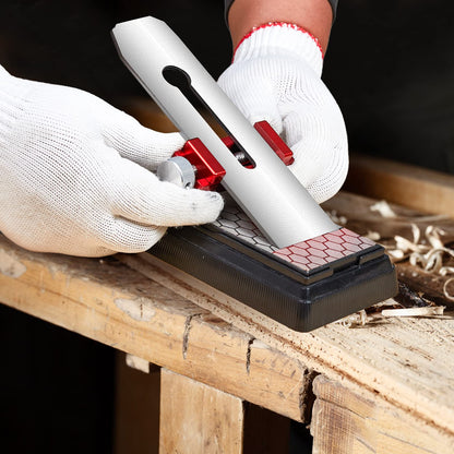 Saker Chisel Sharpening Jig,Wood Honing Guide with Whetstone - Red Off-Center Upgraded Honing Tool and Diamond Sharpening Stone Set Kit for Knife, Short Chisels and Planes