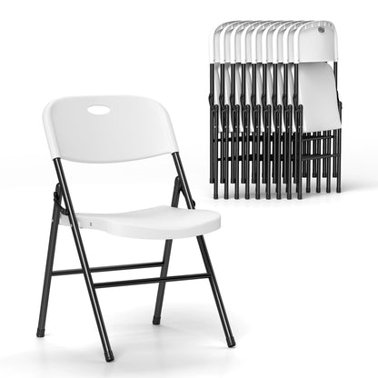 Real Relax Folding Chairs Set of 10, 650 Weight Limit Heavy Duty Large Backrest Folding Chair, Indoor and Outdoor Chairs for Wedding Backyard Activities White