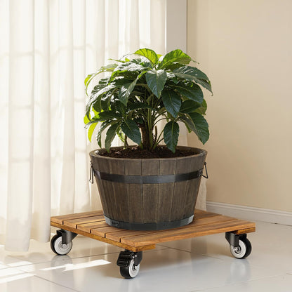 2pack 264 Lbs 12 Inch 360 Wood Plant Caddy With Wheels Heavy Duty, Capacity, Upgraded Acacia Hardwood Plant Dolly