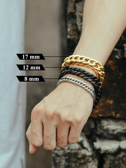 Richsteel Stainless Steel Bracelet for Men 8mm Wide Cuban Link Chain Bracelets 8.2 Inch