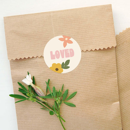 Retro Floral Encouraging Stickers / 500 Worthy Valued Loved Stickers / 1.5" Round Motivational Labels / 4 Alternating Uplifting Flower Designs