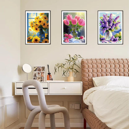 DOZEEZOP 6 Pack 5D Diamond Painting Kits for Adults, Diamond Art Kits for Adults Beginners of All Ages, Round Full Drill Arts and Crafts Gems Home Wall Decor 12x16 Inches Flowers