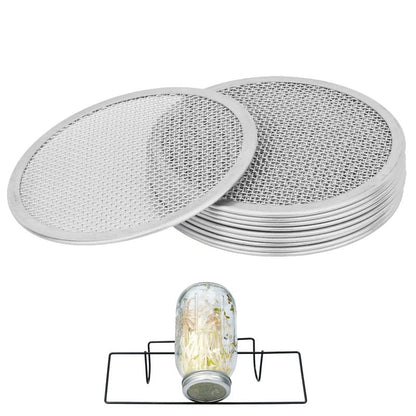 QSYZAIL 10 Pcs Sprouting Lids for Mason Jar 2.75 Inch Regular Mouth 304 Stainless Steel Screen Filter Strainer Lid