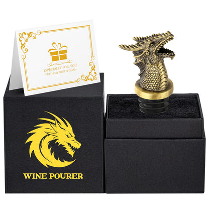 Dragon Head 2-In-1 Wine Bottle Pourer and Stopper, Dragon Gifts for Men Women Dragon Fans, Liquor Bottle Pourers Spout for Alcohol Spirits, Wine Accessories Gifts, Bronze