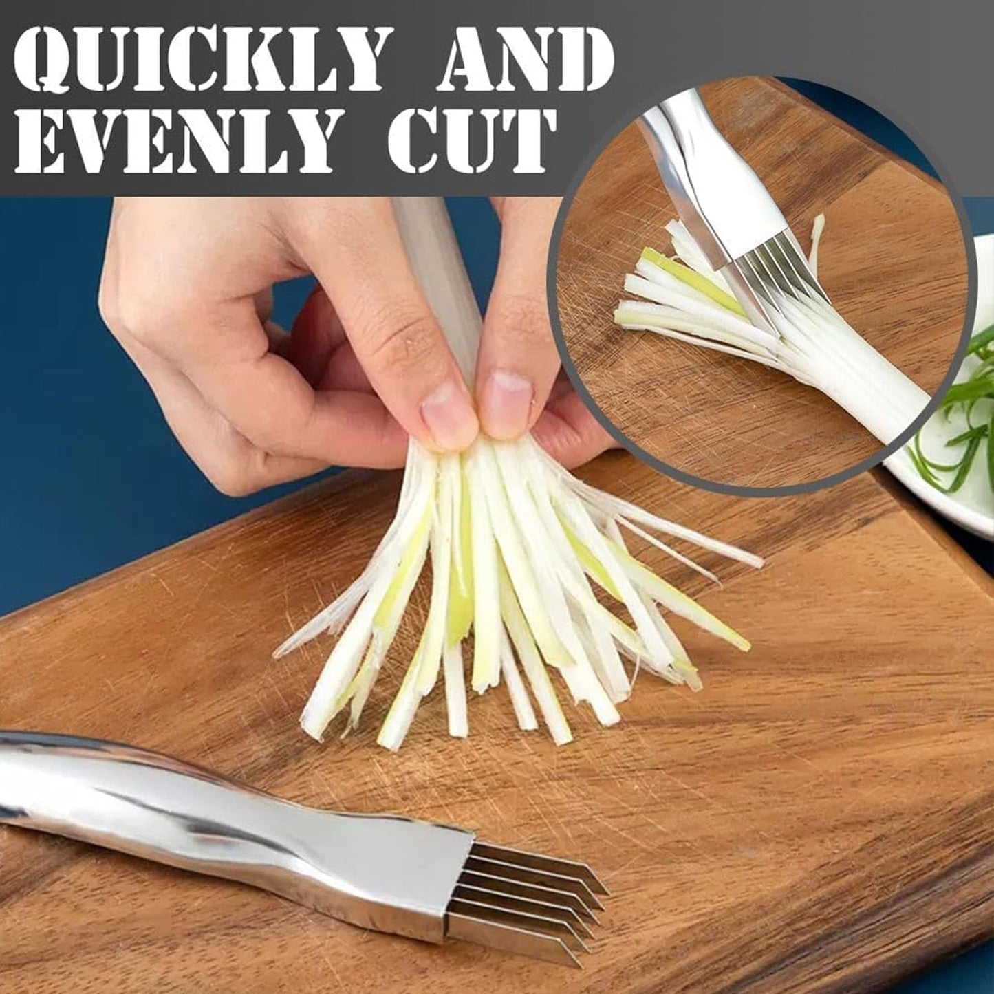 2pcs Shred Silk The Knife, 2024 New Stainless Steel Chopped Green Onion Knife, Sharp Scallion Shredding Cutter, Kitchen