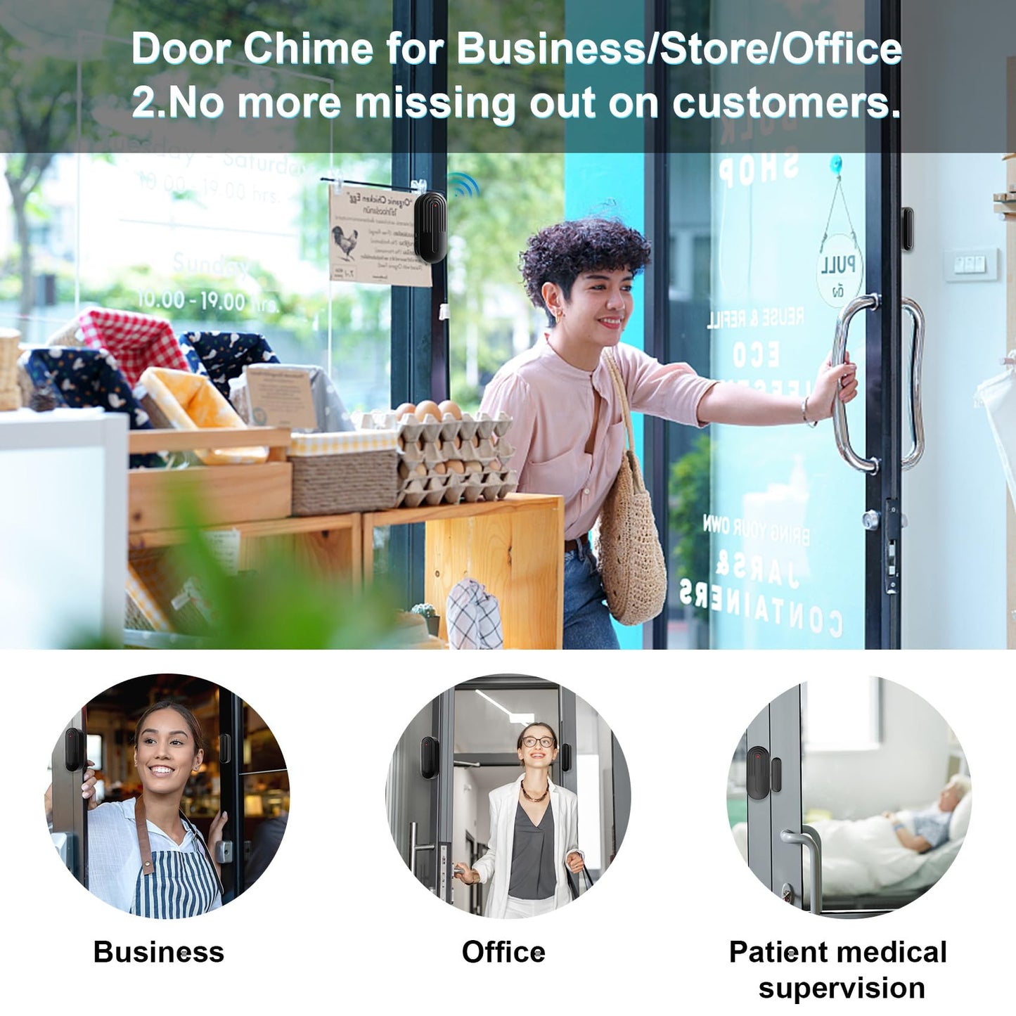 Sanjie Door Chime,Wireless Door Chimes When Door Opens Entry Alarm for Home/Business/Office/Store with 800ft Range,55 Chimes and 5 Adjustable Volume Door Ringer Alert