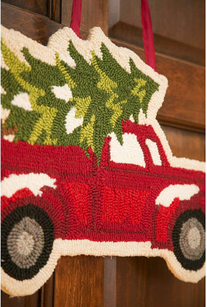 Evergreen Flag Beautiful Christmas Tree Truck - Hooked Hanging Door Décor, 23 x 1 x 15 Inches