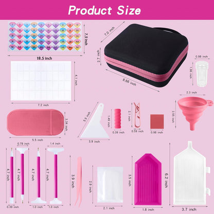 LYMUSUMI 30 Slots Diamond Art Storage Containers for Adults Portable Bead Storage Boxes for Diamond Painting Accessories and Tools（Pink）