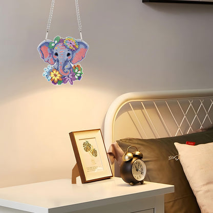 JZHYOAN Elephant Hanging Diamonds Painting Pendant Diamond Art Kits Hanging Sign Cross Stitch Ornament Wall Hanging Gem Art Window Pendants Home Garden Wall Hanging Kits Acrylic Ornaments Craft