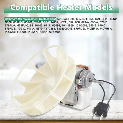 Hiorucet S99080166 Vent Bath Fan Motor - Replacement Kit BP28 for Broan Nutone Exhaust Fan Motor 70CFM 120V