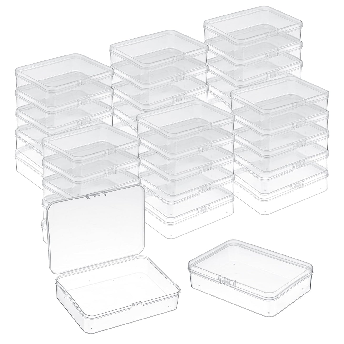 30 Pcs Small Plastic Containers with Lids, 4.13"×2.95"×0.98"Mini Plastic Clear Bead Storage Containers Case Rectangular Craft Storage Boxes with Lids for Jewelry Beads Craft Hardware Pins