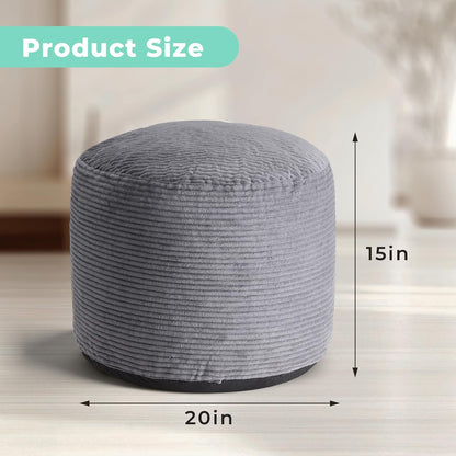 20"x 15" Dual-Size Corduroy Footrest with Hidden Zipper Ergonomic Memory Foam Ottoman Poufs for Office Desks, Couches