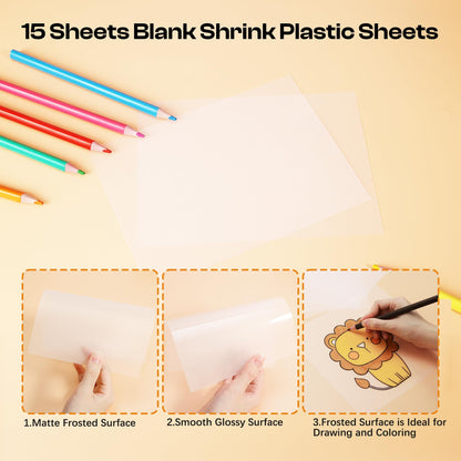 Csyidio 160PCS Shrink Plastic Sheet Kit with 15PCS Shrink Papers, UV Resin, UV Lamp and Keychains Accessories for Kids Craft Ornaments, DIY Key Chains & Christmas Decor