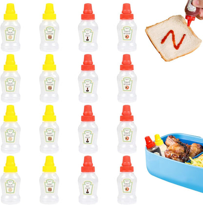 16 25ml PCS Mini Ketchup Bottles, Condiment Squeeze Bottle, Plastic Containers for Sauces, Portable Small Squeeze