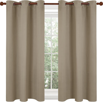 Deconovo Blackout Curtains, Room Darkening Thermal Insulated Drapes, 2 Panels 38W x 54L Inch Taupe