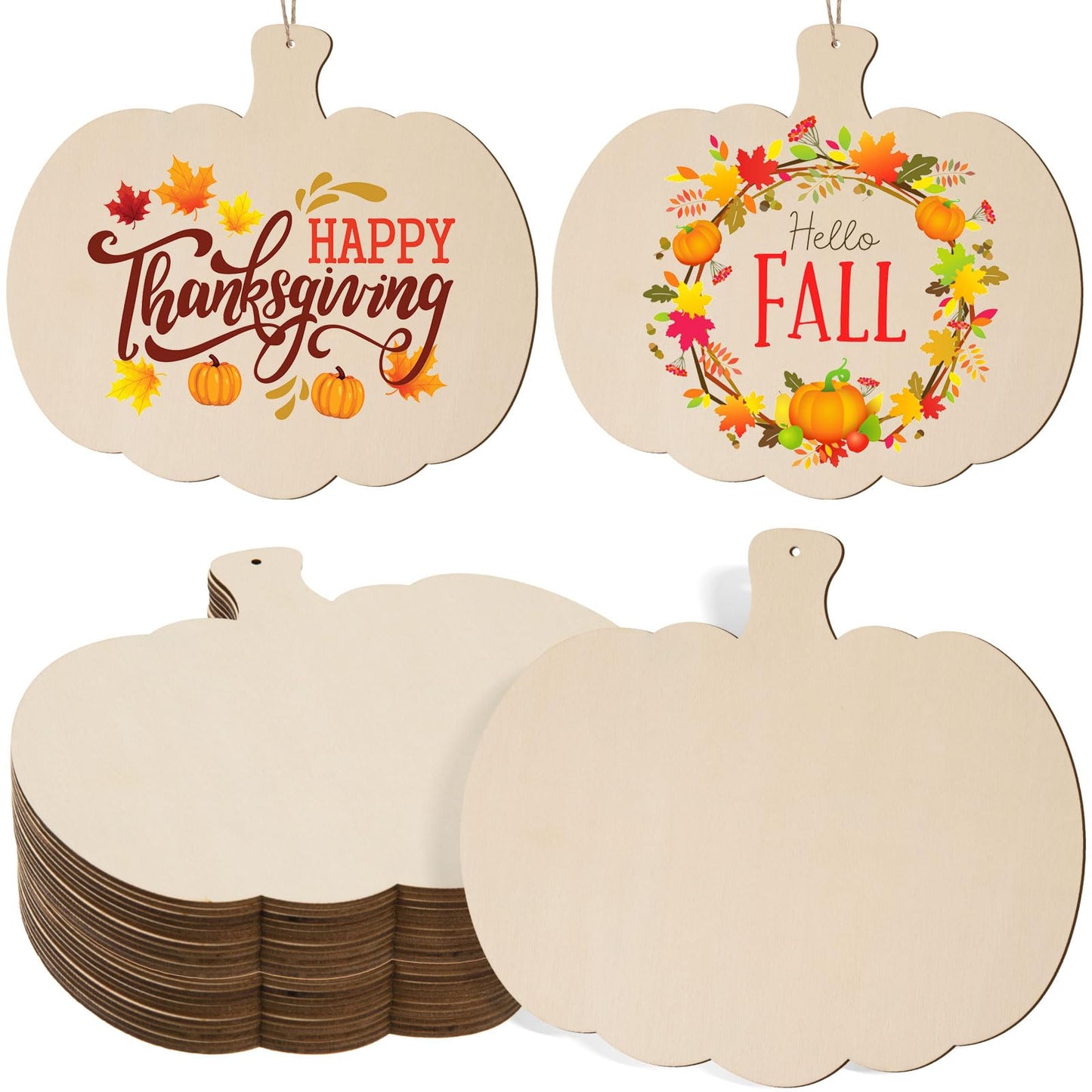 AWIZOM 36 Pcs Wooden Pumpkin Cutouts Unfinished Wood Fall Pumpkin Ornaments Blank Wooden Thanksgiving Pumpkin Signs for DIY Crafts Project Halloween Autumn Harvest Home Hanging Decorations,7.87x7.09