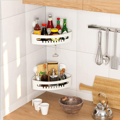 LUXEAR Corner Shower Caddy, Suction Cup No-Drilling Removable Basket for Bathroom Storage, Waterproof & Rustproof