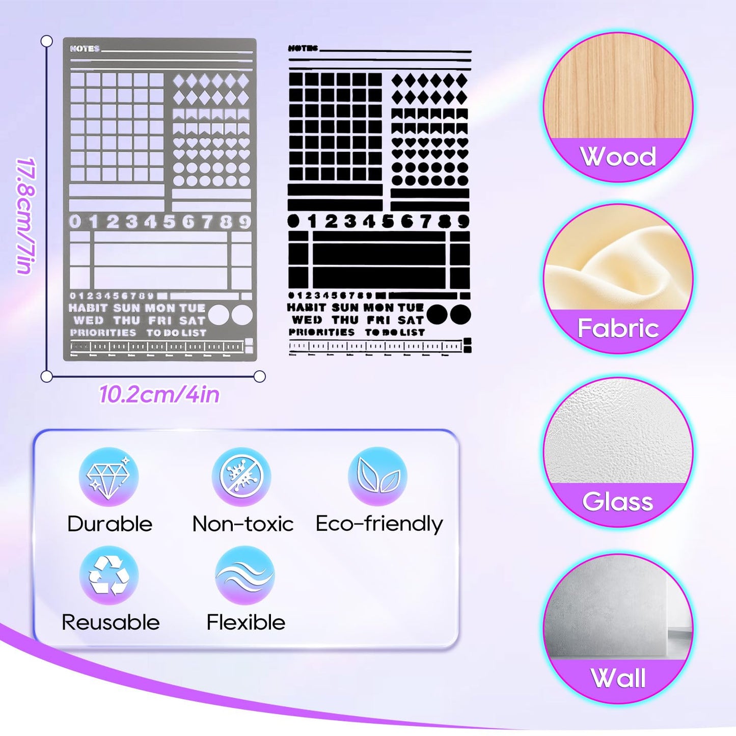 UCEC 3 Pack Metal Stencils for Journaling, Reusable Planner Stencils for Bullet Journal, Engraving & Scrapbooking, Metal Journal Templates for Habit Tracker, Calendar, Lists & DIY Crafts