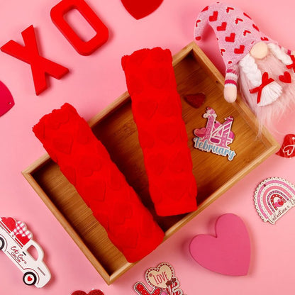 GreenPine 2 Pack Valentine's Day Hand Towels Red Heart Love Cute Bathroom Decorative Towels Set for Drying, Cleaning, Cooking, Holiday 13.7'' x 29.5''