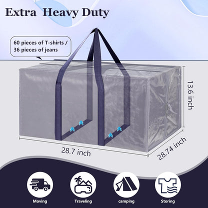 Skiennix 12 Pack Moving Bags - Extra Large 93L Heavy Duty Waterproof Storage Totes | Dark Blue