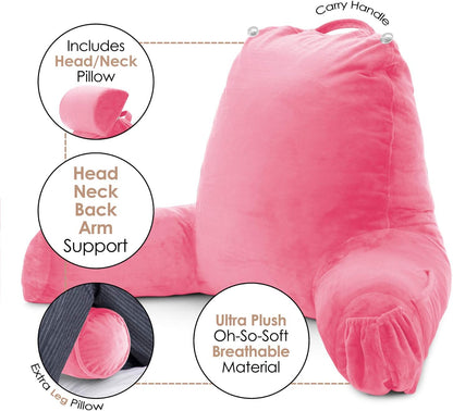 2 Nestl Reading Pillow with Shredded Memory Foam Includes Neck and Lumber Support Pillows, Designed for Sitting Up