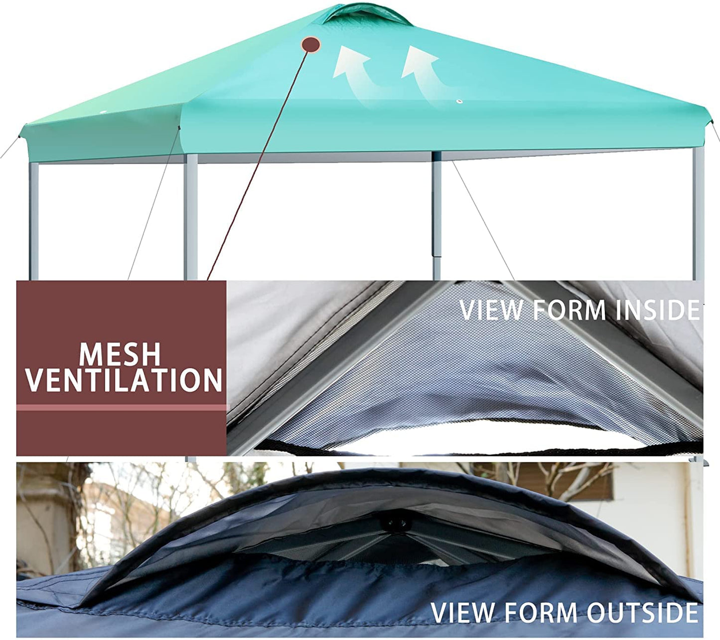 SlowSnail 10x10 Pop Up Canopy Tent with 1 Removable Sidewall, Upgraded Durable Outdoor Instant Sun Shade Canopy, Green - Bonus 4 Weight Bags, 4 Stakes, 4 Guylines, 1 Roller Bag