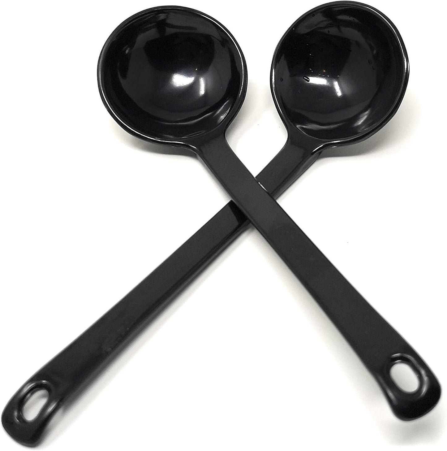 ASIAN HOME Black Melamine Long Handle Spoons for Ramen, Soup, Hot Pot, Mixing, Stirring, 8.25 Inches (2 Spoons)