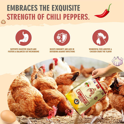 Natural Chicken Dewormer Powder - Chili Mix Formula | 1LB XL Pouch for Laying Hens & Gut Health