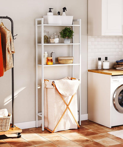 HOOBRO Over The Toilet Storage, 3-Tier Bathroom Organizer Shelf Over Toilet, Freestanding Bathroom Storage Shelves, Space Saver, Easy to Assemble for Room, White WT41TS01
