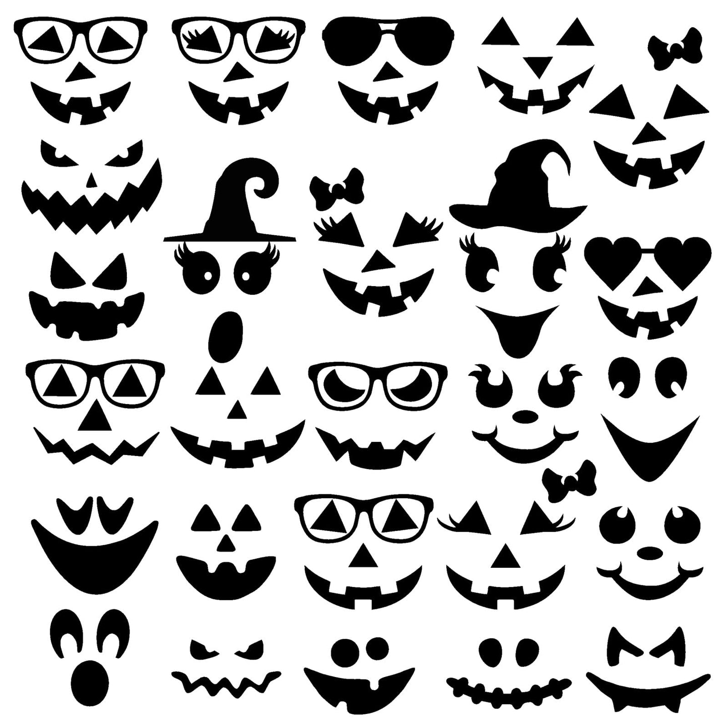 Halloween Face Stickers for Crafts Pumpkin Decorating Stickers for Pumpkins Glass Jars Halloween Vinyl Faces Decals Cute Ornaments Decals Funny Faces Crafts for Party Supplies Decorations
