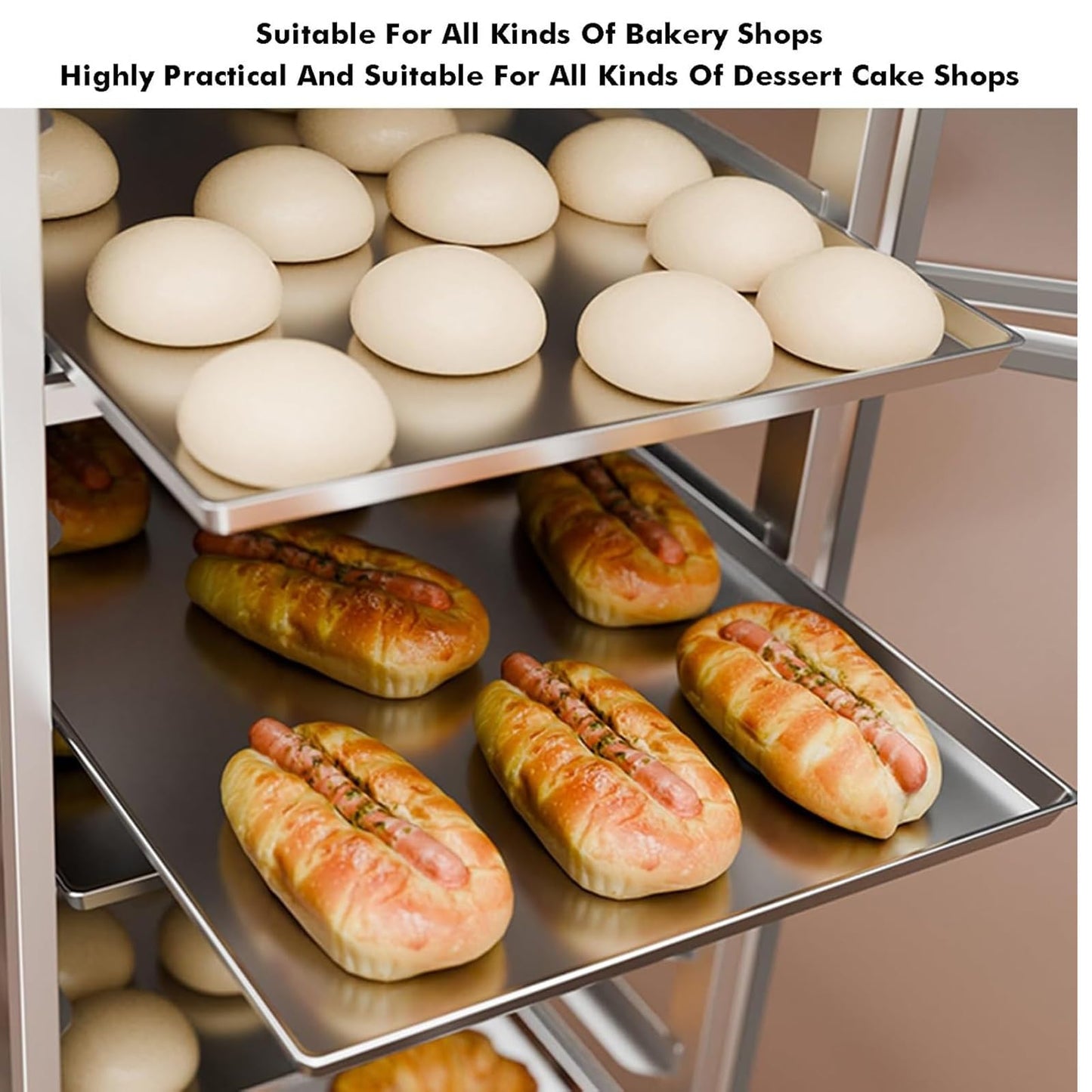 18-Tier Bakery Rack with Wheels, Heavy Duty Aluminum Commercial Drying & Cooling Rack, Rolling Storage Cart for Bread Pizza Baking Trays