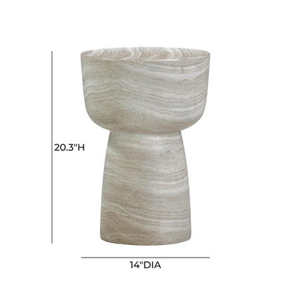 Tov Furniture Charra Faux Travertine Indoor/Outdoor Side Table