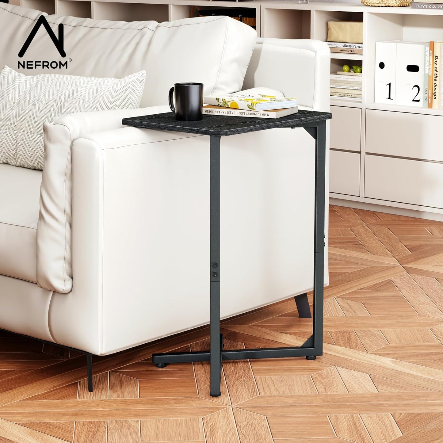 Generic ET-X-BKW1 NEFROM C-Shaped End Table, Small Couch Side Table, Sofa TV Tray Table for Living Room, Bedroom