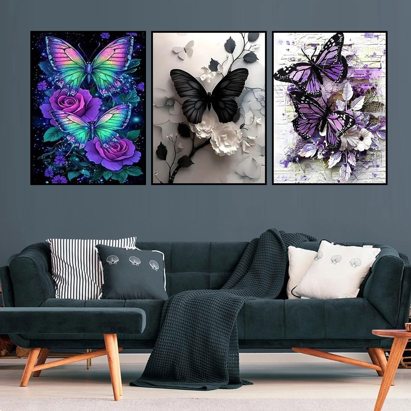 Xylogist 3 Packs Butterfly Diamond Art Kits for Adults, Butterflys Diamond Painting for Beginners, 5D DIY Full Drill Diamonds Gem Craft Art Home Wall Decor 12x16 Inch