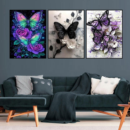 Xylogist 3 Packs Butterfly Diamond Art Kits for Adults, Butterflys Diamond Painting for Beginners, 5D DIY Full Drill Diamonds Gem Craft Art Home Wall Decor 12x16 Inch