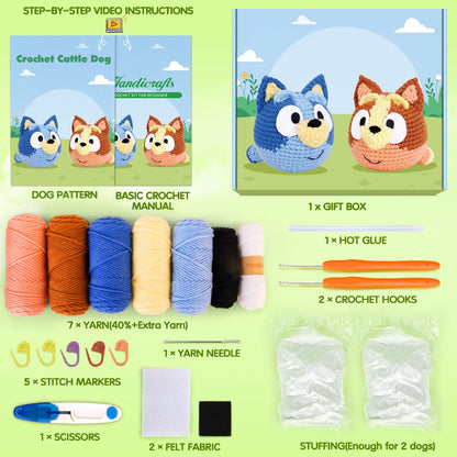 Acehochen Crochet Kit for Beginners, Beginner Crochet Kit for Adults with Step-by-Step Video Tutorials, Crochet Animal Kits Knitting Supplies (2 Pack)