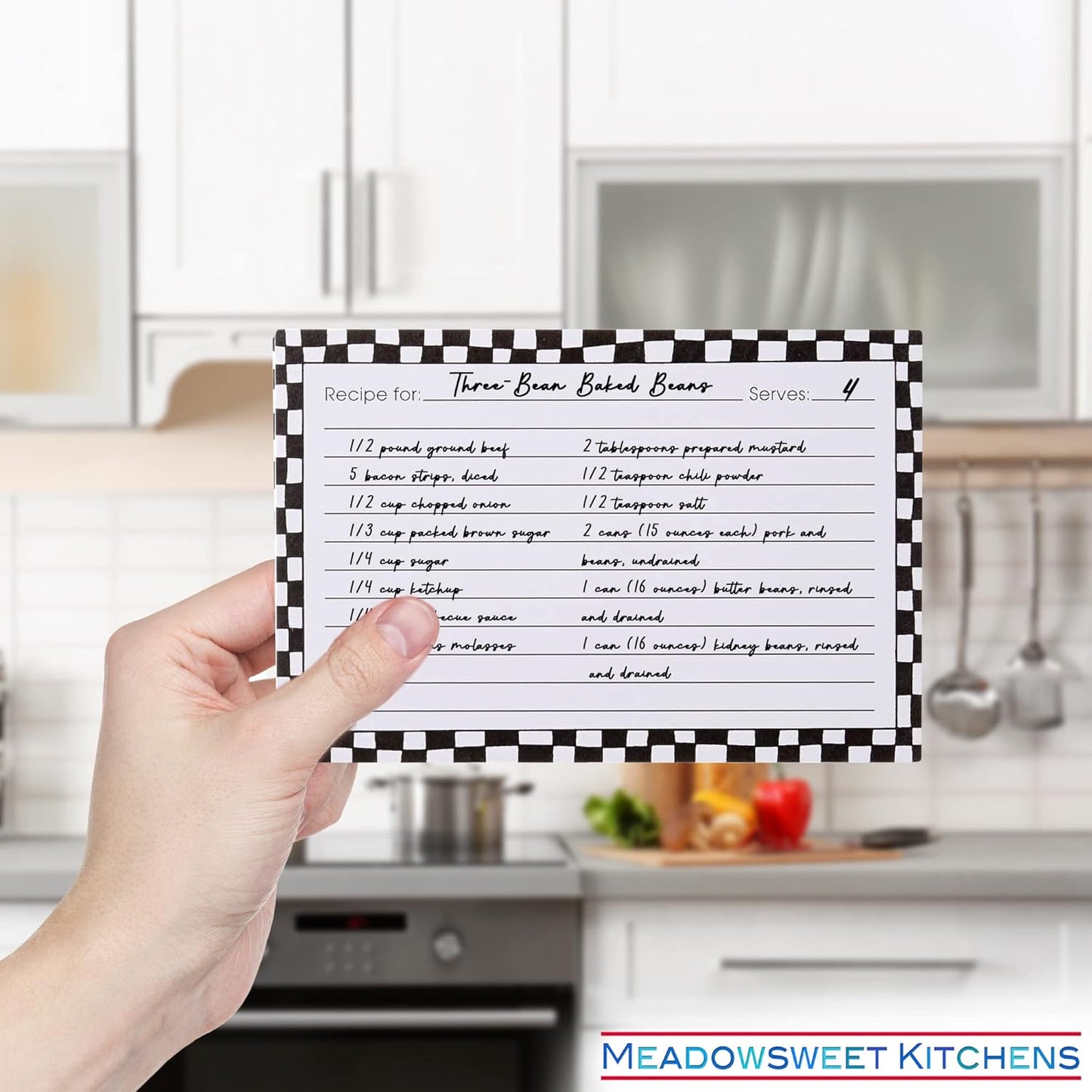 Meadowsweet Kitchens Recipe Card Set: 25 Double-Sided Recipe Cards 4 x 6 Inch for a Recipe Card Box