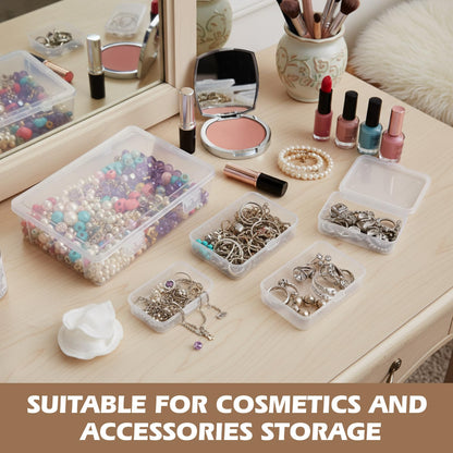 Jetec 6 Pieces Mini Plastic Clear Beads Storage Containers Box for Collecting Small Items, Beads, Jewelry, Business Cards, Game Pieces, Crafts (4 Size)