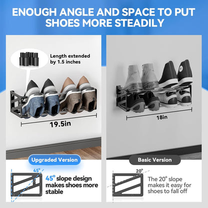 2 Pack 8 Closet Wall Shoe Rack,Hanging Shoe Storage Holds Pairs of Shoes Over The Door Wall Mounted Shoe Organizer