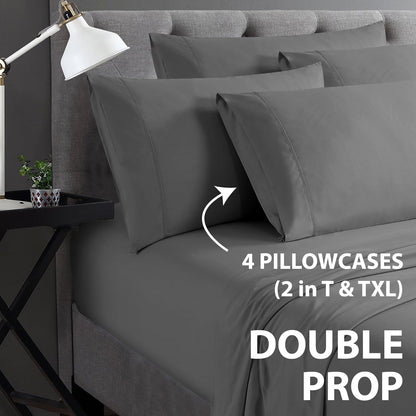 Home Collection Micro Caress Luxurious Sheet Set - 90GSM 4-Piece Full Size - Gray Color