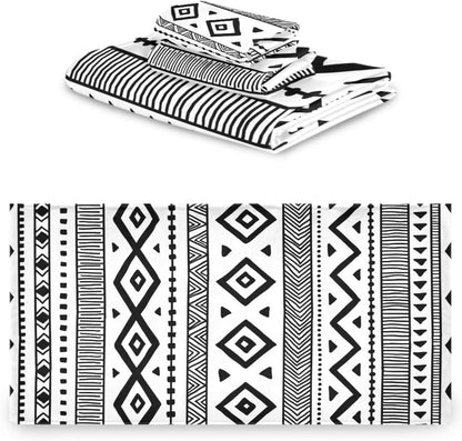 HATESAH Set Set 3 Piece,1 Towel,1 Towel,1 Bath Towels Soft Highly Absorbent Black White Native American Tribal Aztec
