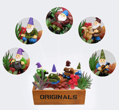 FANWNKI Garden Miniature Gnomes Set of 5PCS,Happy Life Gift for Outdoor Fairy Garden Yard Lawn Décor