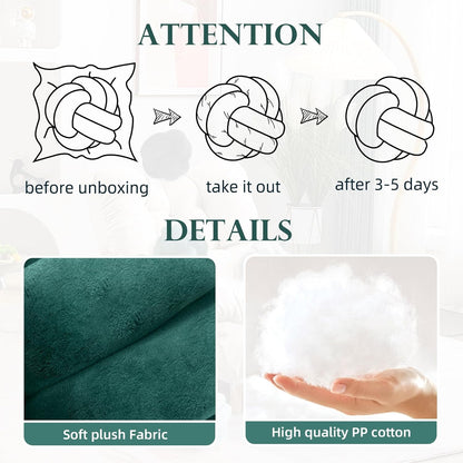 Short Plush Knot Ball Pillow (White, 9.8x9.8) - Waist Cushion for Home Decoration, Plush Throw Pillow for Sofa, Car,