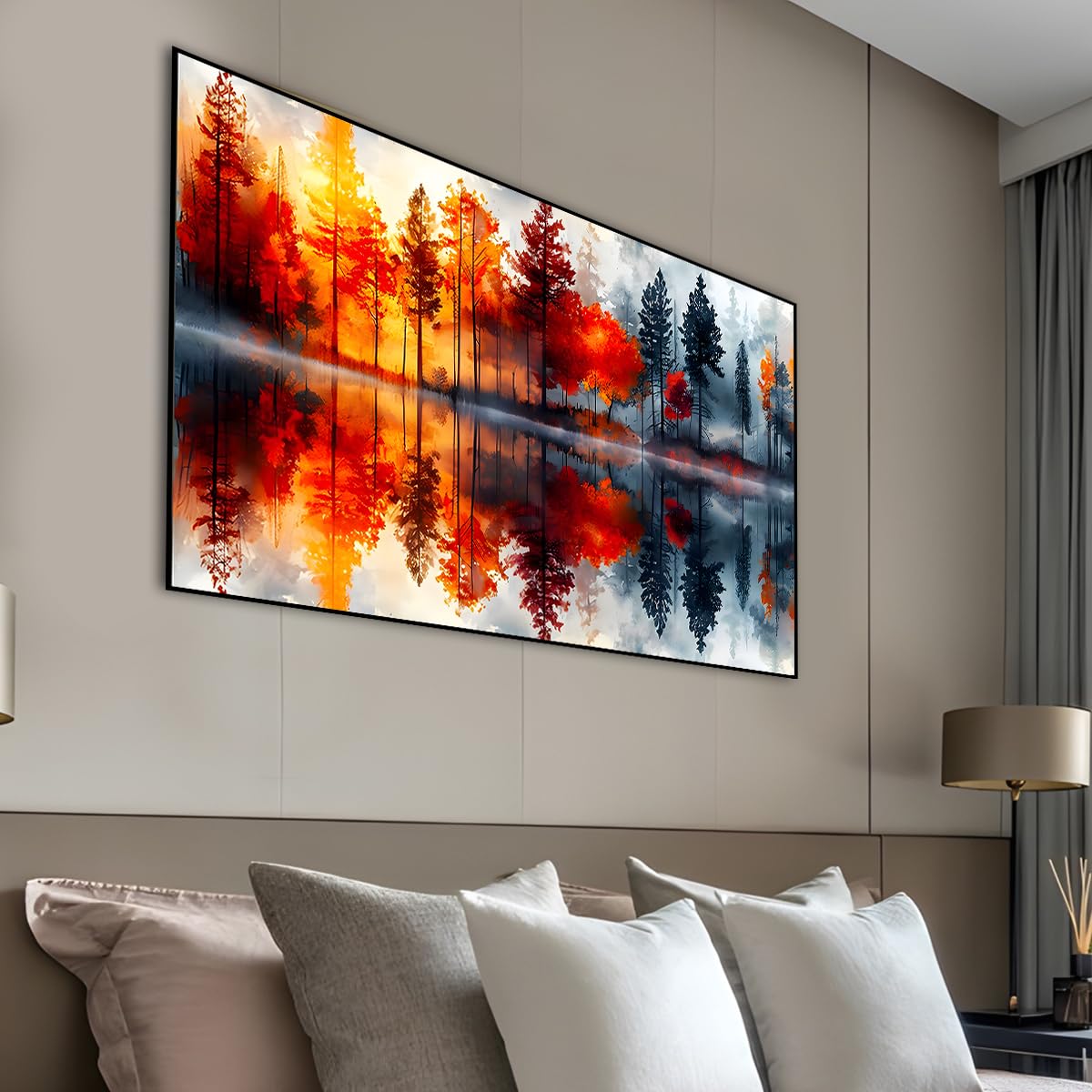 Ohhvvow 5D Lake & Forest Reflection Large Diamond Art Kit for Adults, 27.5x15.7 Inch Large Landscape Diamond Painting with Numbered Canvas, DIY Full Drill Gem Craft Kits, Serene Gift for Beginners