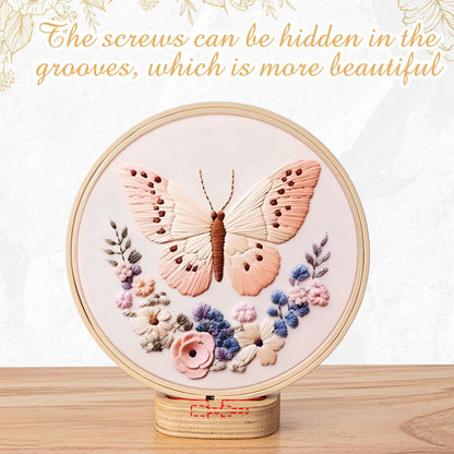 Juexica 5 Pcs Embroidery Hoop Display 3 x 2.76 Inches Embroidery Hoop Holder Wooden Base Hidden Screw Design DIY for Cross Stitch Accessories Decor