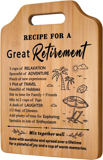 Unique Recipe Retirement Cutting Board for Women, Retirement Gift for Men, Happy Retirement Gift for Teacher Mom Friends
