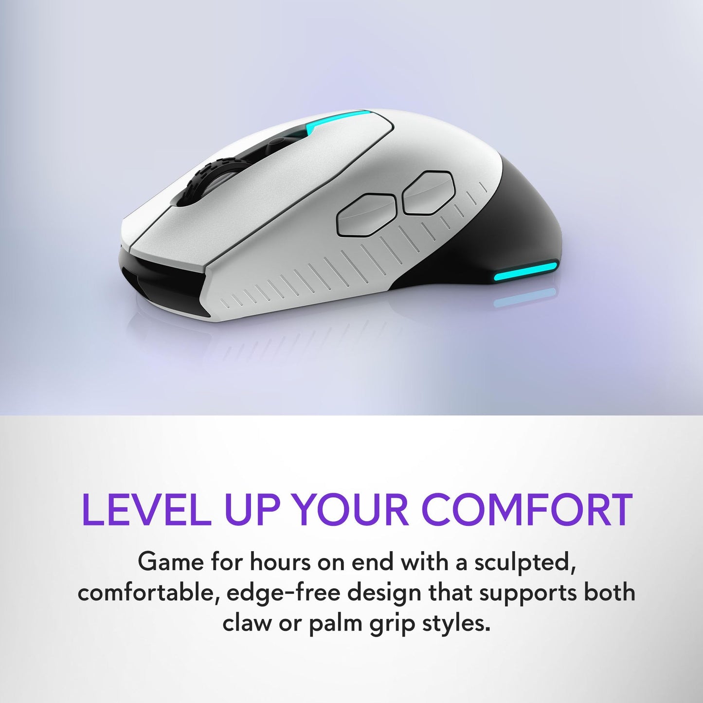 Alienware Wired/Wireless Gaming Mouse AW610M - 16000 DPI Optical Sensor, 350 Hour Rechargeable Battery, 7 Buttons, 3-ZONE 16.8m AlienFX RGB Lighting, Ergonomic - Dark Side of the Moon